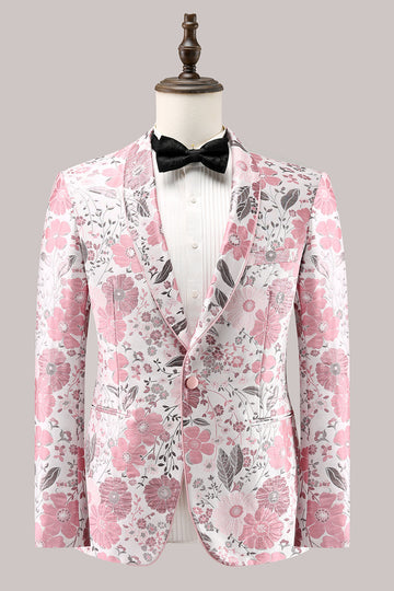 Rosa sjal jakkeslag Jacquard One Button Ballblazer for menn